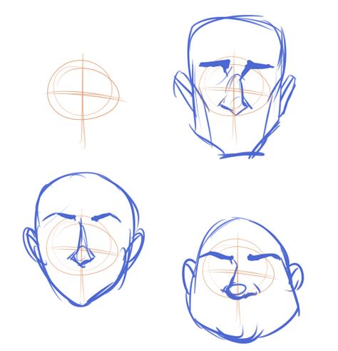 Caras Male Head Shape Reference, Bust Drawing References, Face Study Drawing, Dammon Bg3, رسم كاريكاتير, 얼굴 드로잉, 얼굴 그리기, Drawing Heads, Drawing Expressions