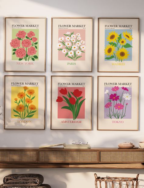 Introducing my exquisite Flower Market Print Set of 6, a perfect addition to your gallery wall! Elevate your space with this captivating botanical wall art collection. Each flower market poster is carefully designed, capturing the essence of nature's beauty. These stunning floral prints will infuse any room with vibrant charm. Flower Market Print Collection, Flower Market Poster, Pastel Pink Aesthetic, Collage Poster, Birthday Cards Diy, Botanical Wall Art, Flower Market, Pink Aesthetic, Flower Shop