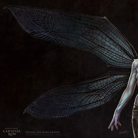 Wing Concept Art, Fae Wings, Angel Salvadore, Carnival Row, W.i.t.c.h Fanart, Arcane Trickster, Autumn Tattoo, Makeup Effects, Insect Wings