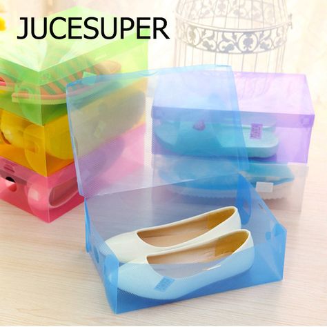 DIY Translucent Storage Shoebox Candy Color Plastic Storage Box  Simple Storage Kinds Of Colors 27.5*18*9.5cm High Quality Plast Shoe Containers, Sneaker Storage, Plastic Shoe Boxes, Foldable Shoes, Door Shoe Organizer, Simple Shoes, Shoes Box, Plastic Shoes, Plastic Drawers