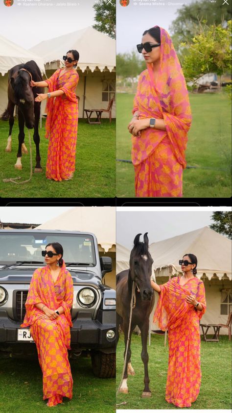 Rajasthani Saree Look, Morden Sarees, Rajputi Saree Look, Rajput Saree Style, Rajput Women, Rajput Aesthetic, Rajput Photoshoot, India Style Dress, Ratna Pathak