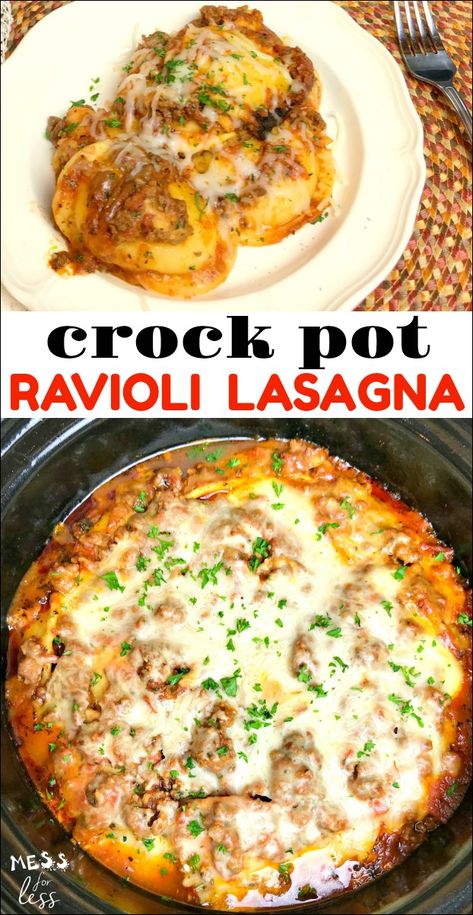 Slowcooker Lasagne, Crockpot Ravioli Lasagna, Lazy Crock Pot Lasagna, Lasagna Ravioli, Slow Cooker Ravioli Lasagna, Ravioli Lasagna Recipe, Ravioli Lasagne, Slow Cooker Ravioli, Crockpot Ravioli