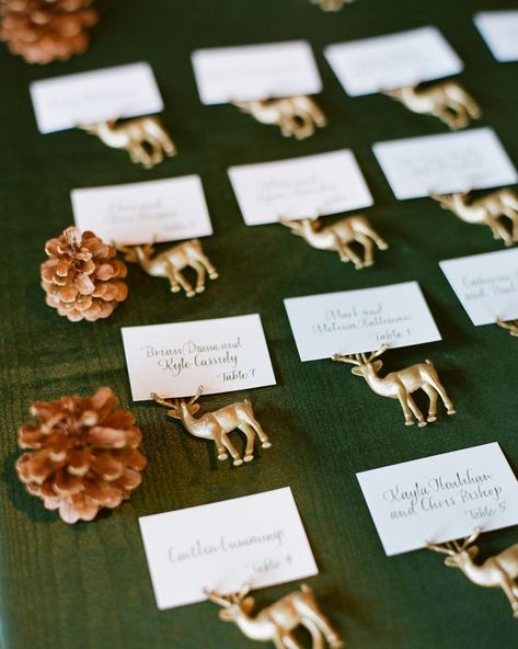 A Rustic Woodland and Plaid Rehearsal Dinner Nautical Wedding Guest Book, Creative Seating Cards, Rehearsal Dinner Etiquette, Dinner Etiquette, Creative Seating, Rehearsal Dinner Ideas, Rehearsal Dinner Themes, Reindeer Figurines, Seating Chart Wedding Diy