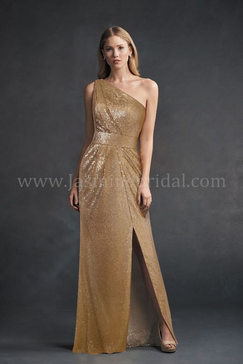 Belosie by Jasmine may be found at Bellevue Bridal Boutique, Benita's and Pearls and Lace.  #seattlebride Asian Gold Bridesmaid Dresses, Gold Floor-length Party Dress, Gold Sweetheart Neckline Evening Gown, Chic Gold Floor-length Gown, Gold Shimmer Floor-length Dress, Jasmine Bridesmaids Dresses, Sequin Bridesmaid, Jasmine Bridal, Sequin Bridesmaid Dresses