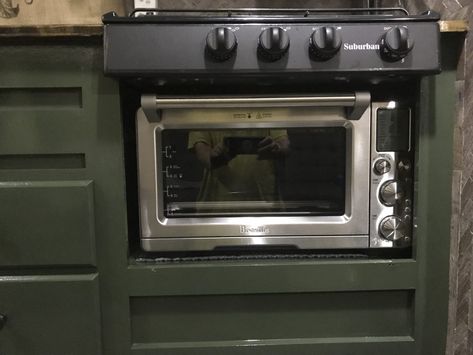 Swapping out a gas RV oven is not as difficult as you might think. I will show you how I swapped our gas RV oven and replaced it with an electric convection oven. Rv Oven, Breville Oven, Camper Kitchen, Small Oven, Microwave Convection Oven, Smart Oven, Rv Kitchen, Rv Makeover, Mini Oven