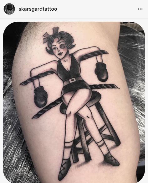 Circus Tattoo Traditional, Boxing Tattoo, Boxer Tattoo, Boxing Tattoos, Fighter Tattoo, Circus Tattoo, Pin Up Girl Tattoo, Spooky Tattoos, American Tattoos