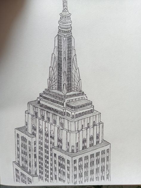 Empire State Building Empire State Building Drawing, Empire State Building Art, Building Sketch, Building Drawing, Empire State Of Mind, Pen Sketch, Empire State, Architecture Drawing, Empire State Building