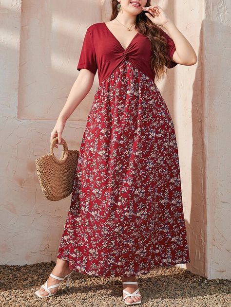 Dresses For Big Belly Women, Flattering Dresses For Plus Size, Plus Size Maxi Dress Summer, Summer Dresses Plus Size, Maxi Dress Plus Size, Plus Size Fashionista, Casual Dresses Plus Size, Big Size Dress, Twist Front Dress