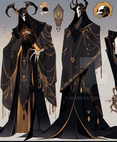 Chaos God Character Design, Goddess Design Character, Moon God Outfit, Eldritch Fashion, Veiled Character Design, Mage Outfit Design, Demon Design Character Concept, Devil Inspired Outfit, Demon Outfit Ideas