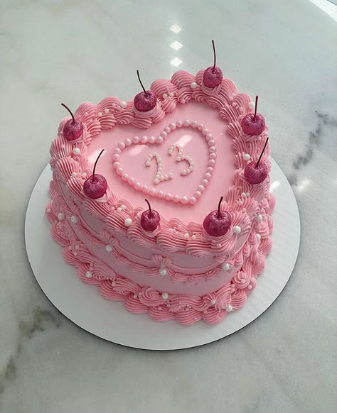 All Posts • Instagram 23 Birthday Cake, 21st Bday Cake, Heart Shaped Birthday Cake, Girly Birthday Cakes, Heart Birthday Cake, Tårta Design, 22nd Birthday Cakes, 17 Birthday Cake, Birthday Cake Cake