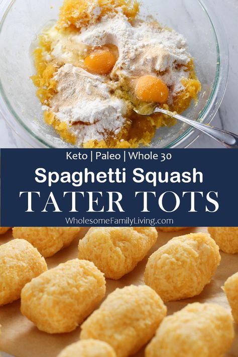 Squash Tater Tots, Easy Baked Spaghetti, Tater Tot Recipes, Baked Spaghetti Squash, Snacks Healthy, Spaghetti Squash Recipes, Baked Spaghetti, Tater Tots, Paula Deen