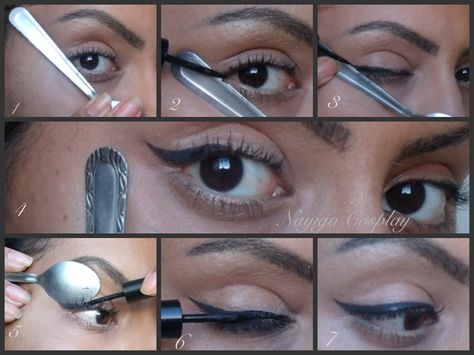 This is new,I use a spoon to curl my lashes and I love it lets see how this works Prom Makeup Tutorial, Red Eyeliner, Winged Eye, Simple Eyeliner, Eyeliner Tattoo, Cat Eye Makeup, Best Eyeliner, Eyeliner Tutorial, Eye Makeup Tips