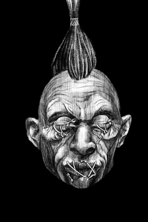 Voodoo Art Drawing, Shrunken Head Drawing, Voodoo Drawing, Shrunken Head Tattoo, Artist Challenge, Head Comic, Voodoo Art, Shrunken Heads, Severed Head