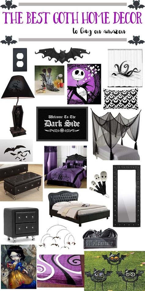 Home Decor: The Best Goth Home Decor on Amazon. You can find so many unique pieces on amazon for a reasonable price. I love Amazon! Gothic Bedroom Furniture, Gothic Bedroom Decor, Decor On Amazon, Home Decor Amazon, Gothic Decor Bedroom, Diy Home Decor For Apartments, Gothic Bedroom, Goth Home, Goth Home Decor