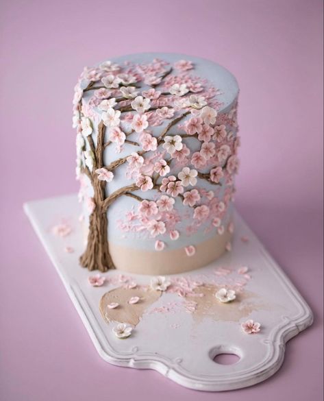 Latest Birthday Cake, Japan Cake, Cherry Blossom Cake, Bts Cake, Creative Birthday Cakes, Rustic Cake, Creative Birthday, Pretty Birthday Cakes, Cake Inspo