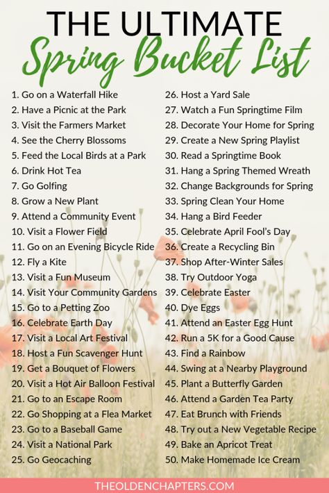 Spring Playlist, Spring Bucket List, Adventure List, Bucket List For Teens, Bucket List Journal, Movies List, Spring Fun, Spring Activities, Easter Activities