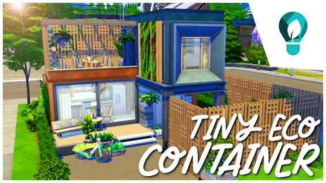 A tiny container home for a Sim that loves gardening! 🌿 📍 20x15 in Evergreen Harbor • No CC • Gallery ID: ChrissieYT • Not pack restricted! • $45,271 Simoleons • 1 Bed, 1 Bath (space for 1-2 Sims) Sims 4 Eco House, Tiny Eco House, Small Eco House, Eco Tiny House, Eco House Plans, Modern Eco House, Home The Sims 4, Sims 4 Loft, Sims 4 Modern House