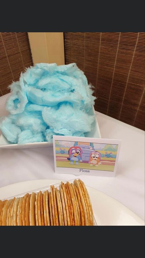 Bluey Birthday Party Snack Ideas, Bluey Themed Dinner, Bluey Birthday Snack Ideas, Bluey Theme Food, Bluey Birthday Party Snacks, Bluey Themed Snacks, Bluey Party Food Labels, Bluey Snacks, Bluey Themed Food Ideas