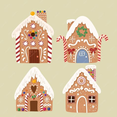 Premium Vector | Cute vector Collection of Gingerbread house,sweet christmas traditional cookie in hand drawn style. Novogodišnja Dekoracija, Santa House, Ginger House, Embroider Ideas, Christmas Traditional, Gingerbread House Cookies, Gingerbread Crafts, Gingerbread Village, Gingerbread House Decorations