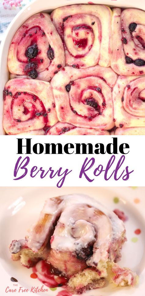 Frozen Berry Breakfast Ideas, Frozen Berry Recipes Desserts, Cinnamon Bun Variations, What To Make With Frozen Berries, Raspberry Cinnamon Rolls Recipe, Shelftember Recipes, Recipes With Frozen Berries, Boysenberries Recipes, Berry Party Food