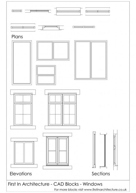 FIA CAD Blocks Windows                                                                                                                                                                                 More Rendering Styles, Floor Plan Symbols, Architecture Symbols, Window Architecture, Elevation Drawing, Window Drawing, Interior Architecture Drawing, Architecture Elevation, Plans Architecture