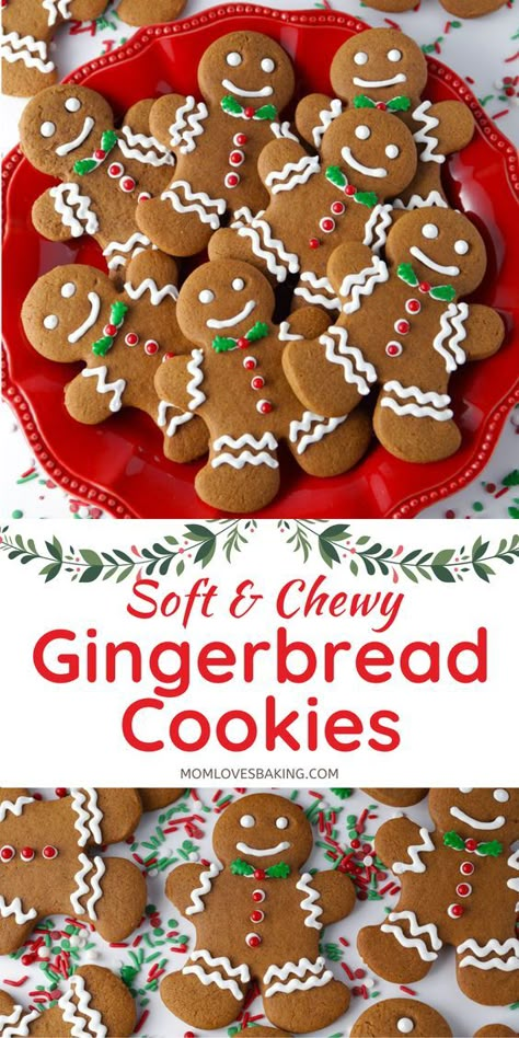 Chewy Gingerbread Men, Baking Ideas Christmas, Halloween Baking Ideas, Homemade Gingerbread Cookies, Gingerbread Man Cookie Recipe, Holiday Gingerbread Cookies, Easy Holiday Baking, Simple Icing, Desserts For Thanksgiving