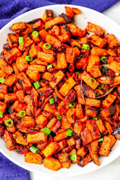 Spicy Sweet Potato Recipes, Spicy Sweet Potatoes, Sweet Potato Roasted, Sweet Potato Recipes Roasted, Cooking Spray, Agave Nectar, Sweet Potato Recipes, Roasted Sweet Potatoes, Roasted Potatoes