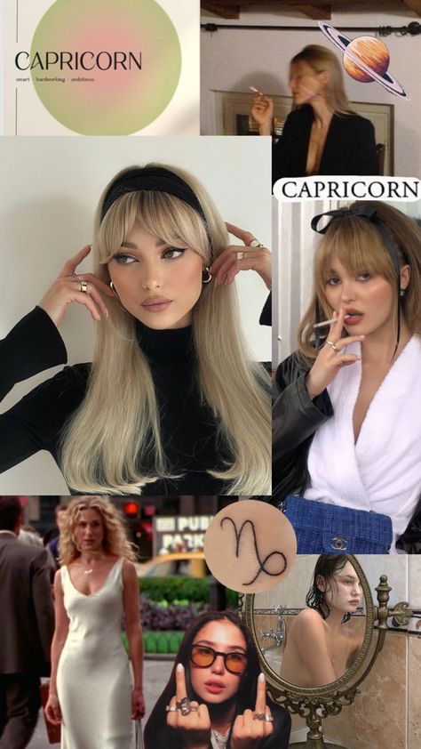 Capricorn sun Capricorn Makeup Aesthetic, Sun In Capricorn Aesthetic, Venus In Capricorn Outfit, Leo Rising Aesthetic Makeup, Capricorn Venus Makeup, Capricorn Venus Style Aesthetic, Capricorn Hairstyles, Capricorn Rising Aesthetic Outfits, Capricorn In Venus Style