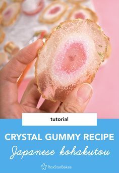 EDIBLE AGATES! When these crystal candies dry, they become crunchy on the outside and stay soft gummy on the inside. Bonus - they've vegan and gluten free! This written tutorial includes a how to video #kohakutou #candy #ediblecrystals #crystals #agate #rosequartz #foodvideo #tutorial #cakeideas #dessert #gummycrystals #geodes #homemade #madefromscratch #fromscratch #vegan #glutenfree #cakedecorating Kohakutou Candy Recipe, Edible Crystals Recipe, How To Make Edible Crystals, Kohakutou Recipe, Gummy Crystals, Crystal Gummies, Crystal Candy Recipe, Kohakutou Candy, Homemade Sweets Recipes