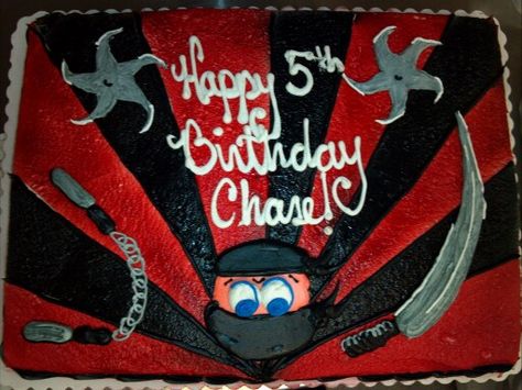 Creative Cake, Ninja Cake, Black and Red Cake, Alexis Snell Original Ninja Sheet Cake, Ninja Cake Ideas, Black And Red Cake, Martial Arts Birthday, Ninja Cake, Alexis Davis, Ninja Birthday, Ninja Party, Red Cake