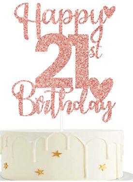 Happy 21st Birthday Cake Topper, Happy 21st Birthday Cake, 21st Cake Topper, Cheers To 21 Years, 21 Cake Topper, 21st Birthday Cake Toppers, Gold Cupcakes, 21st Cake, Anniversary Party Decorations