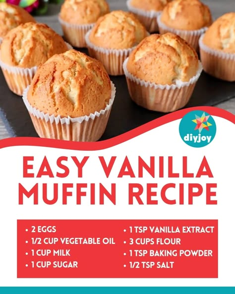 Easy Vanilla Muffin Recipe Vanilla Bread Recipe, Almond Biscotti Recipe Easy, Biscotti Recipe Easy, Basic Muffins, Moist Cupcake Recipes, Basic Muffin, Easy Muffin Recipes, Basic Muffin Recipe, Grandma Kitchen