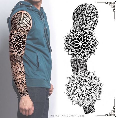 Back Tattoos Geometric, Geometric Tattoo Pattern Design, Geometric Tattoo Filler Patterns, Mandala Tattoo Stencil Men, Geometric Pattern Tattoo Design, Geometric Mandala Tattoo Design Men, Geometric Mandala Tattoo Design Pattern, Realistic Tattoo Design Ideas, Geometric Filler Tattoo