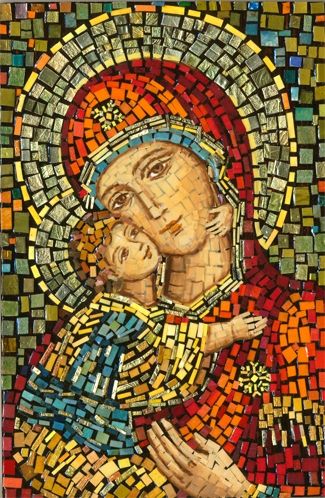 Matka Boska Wlodzimierska - Our Lady of Wladimir Mosaic Icon Mosaic Portrait, Mosaic Madness, Mama Mary, Mosaic Stained, Mosaic Tile Art, Polish Art, Byzantine Art, Child Jesus, The Virgin Mary