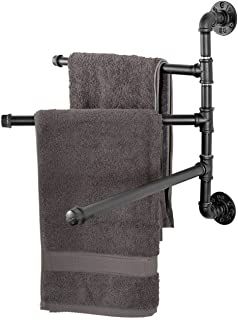 Masculine Bathroom Decor, Industrial Towel Rack, Pipe Towel Rack, Industrial Faucet, Toallero Ideas, Masculine Bathroom, Bar Rack, Industrial Bathroom, Pipe Furniture