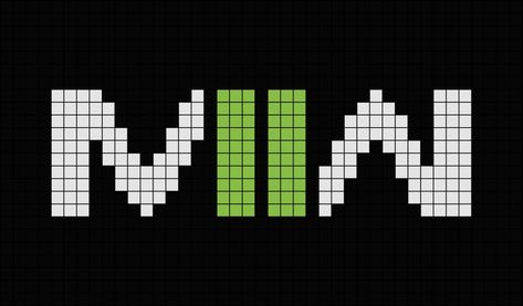 A pixel art template of the new Modern Warfare 2 logo, released in October 2022. Call Of Duty Cross Stitch, Mw2 Logo, Perler Beads Call Of Duty, Cod Perler Beads, Crochet Call Of Duty, Call Of Duty Perler Beads, Modern Warfare 3, Pixel Art Logo, Pixel Crochet Blanket