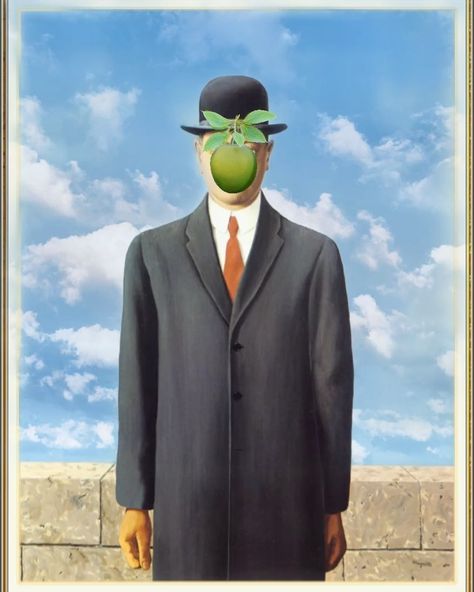 Son Of Man, René Magritte, Classic Artwork, Famous Artwork, Rene Magritte, The Son Of Man, Wall Art Canvas Painting, Living Room Pictures, Wall Art Pictures