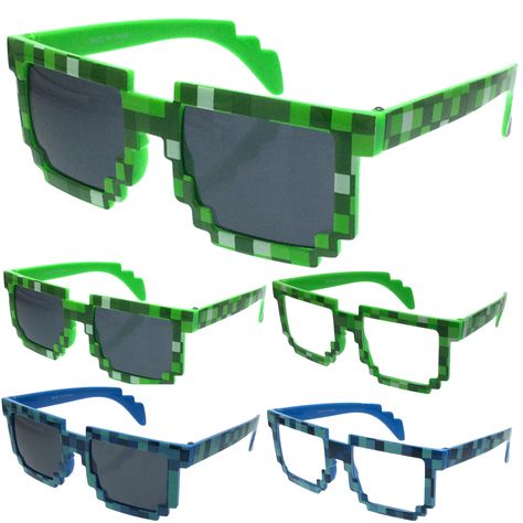 Block Sunglasses Pixelated 8-Bit Party Favor Costume Accessories Nerd Glasses  Description   non-polarized Plastic Frame Plastic Lens Black or Clear Lens Width: 144 mm Height: 49 mm Lens width: 50 mm Bridge: 15 mm Arm: 145 mm Lenses are high-grade polycarbonate making these glasses shatter resistant and light weight. UV400 Shipping   FAST SHIPPING! Most orders will ship out the same day if payment is made before 1 PM PST. We use FedEx and USPS shipping! Some items (typically heavy items) ship wi Scene Glasses, Minecraft Accessories, Scene Accessories, Nerd Glasses, Scene Outfits, Scene Kids, Brown Box, Cool Sunglasses, 8 Bit