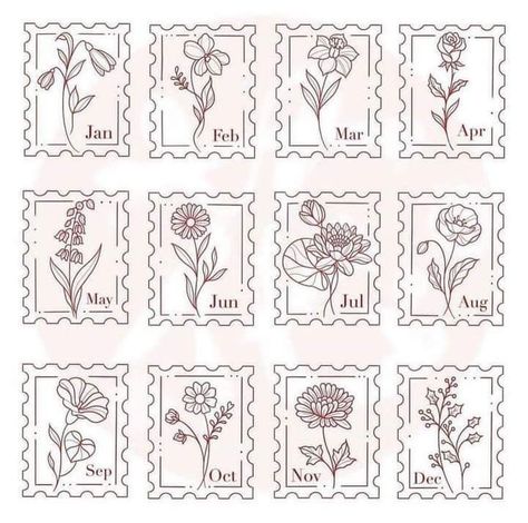 Postage Stamp Flower Tattoo, Daffodil Stamp Tattoo, Rose Stamp Tattoo, Floral Stamp Tattoo, Stamp Tattoo Flower, Birth Flower Stamp Tattoo, Fine Line Stamp Tattoo, Tattoo Timbre, Minimalistic Flower Tattoo