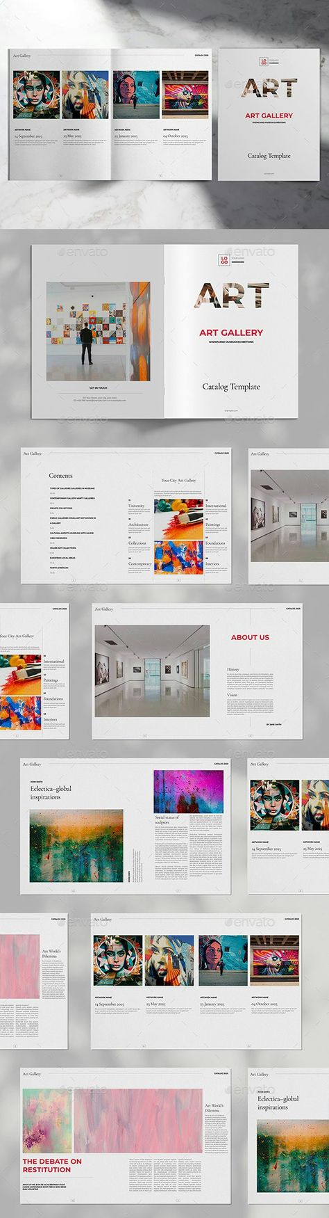 Art Gallery Catalog Layout - Catalogs Brochures Art Catalogue Layout, Art Gallery Brochure, Art Catalogue Design, Catalog Design Inspiration, Catalog Layout, Architecture Portfolio Template, Portfolio Designs, Art Catalogue, Layout Print