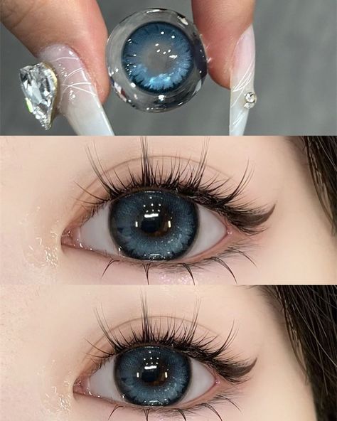 Blue Eyes Contacts, Cool Contacts, Eye Lens Colour, Cosmetic Contact Lenses, Eye Contacts, Eye Contact Lenses, Doll Eye Makeup, Kawaii Makeup, Eye Lens