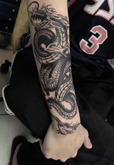 Dragon Tattoo Forearm Sleeve, Dragon Tattoo Forearm, Dragon Tattoo Arm, Dragon Tattoos For Men, Japanese Dragon Tattoo, Dragon Sleeve Tattoos, Dragon Tattoo For Women, Forarm Tattoos, Tattoo Inspiration Men