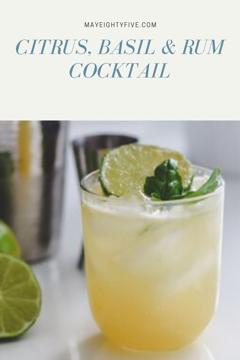 Summer Rum Cocktails, Basil Drinks, Rum Cocktails Easy, Basil Cocktail, Rum Cocktail Recipes, Refreshing Summer Cocktails, Spring Cocktails, Mojito Recipe, Rum Drinks