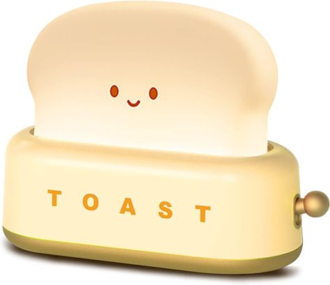 QANYI Small Table Lamp, Cute Toast Bread LED Bedroom Nightstand Light with Timer and Rechargeable, Cool Birthday Gift for Baby Kids Children Girls Boys - Amazon.com Cute Toast, Lamp Cute, Low Bookshelves, Led Bedroom, Headboard With Shelves, Toast Bread, Nightstand Light, Bedroom Nightstand, Simple Lamp