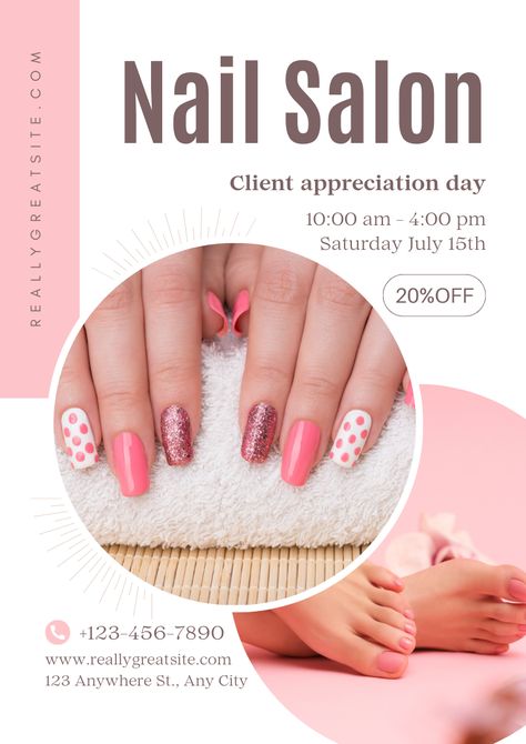 See more templates in my Canva portfolio 👉 https://partner.canva.com/olegnik ⭐️ This design meets the following characteristics: manicure pedicure nail salon studio nail salon nail studio Pedicure Poster Design, Nail Poster Design Ideas, Nail Salon Flyer, Canva Portfolio, Nail Parlour, Nail Courses, Beige And Pink, Soft Gel Nails, Nail Salon Design