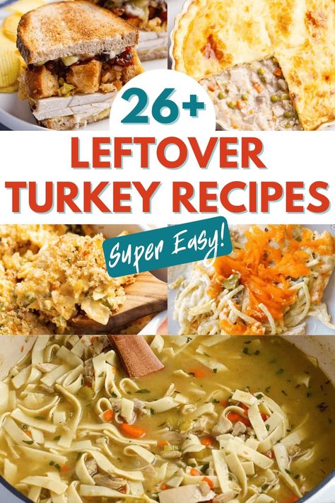 A collage of delicious leftover turkey recipe ideas, including turkey sandwiches, casseroles, and soups, perfect for repurposing holiday leftovers into flavorful meals. Leftover Turkey Chili, Turkey Gumbo, Leftover Turkey Curry, Easy Leftover Turkey Recipes, Leftover Breakfast, Leftover Turkey Soup, Turkey Curry, Recipes List, Leftover Recipes