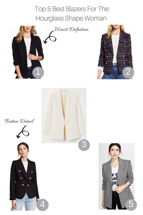 Fashion: Fashionista Momma | Affordable Mom Style Fashion Blog | Top 5 Cute Blazers For The Hourglass Shape Woman #stylist #wardrobestylist #bodyshape Hourglass Body Shape Fashion, Hourglass Body Shape Outfits, Hourglass Figure Outfits, Hourglass Outfits, Hourglass Body Shape, Hourglass Fashion, Best Blazer, Spring Capsule Wardrobe, Statement Accessories