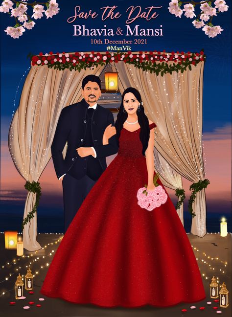 Reception Illustration Couple, Reception Caricature Indian, Reception Caricature, Cartoon Wedding Invitations, Caricature Wedding Invitations, Wedding Illustration Card, Cartoon Wedding, Couple Illustration Wedding, Bride And Groom Cartoon