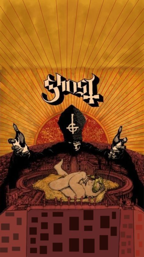 Infestissumam album cover Lock Screen Ghost Album, Ghost Papa, Ghost Band, Band Ghost, Band Wallpapers, Ghost And Ghouls, Ghost Bc, Ghost Pictures, Ghost Photos