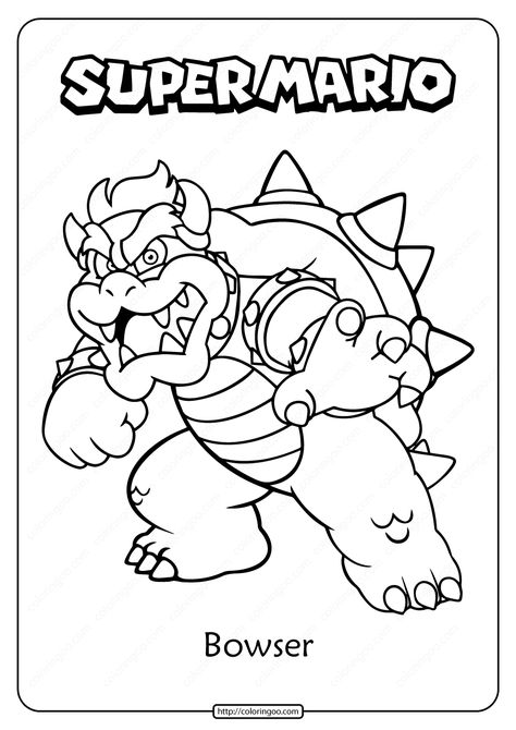 Bowser, sometimes known as King Koopa, which translates into “Great Demon King Koopa” or “Great Sorcerer King Koopa,” the latter being used in the manual of Super Mario Bros.), #free #printable #princesspeach #supermario #bowser #pdf #coloringpage #supermariogame #game Coloring Pages Mario Bros, Bowser Free Printable, Mario Characters Coloring Pages, Mario Movie Coloring Pages, Mario Worksheets Free Printable, Super Mario Coloring Pages Free, Mario Printables Free, Bowser Printable, Mario Brothers Coloring Pages